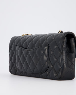 *RARE* Chanel Vintage Black East West Flap Bag In Lambskin Leather with Gold Hardware