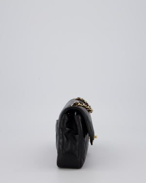 *RARE* Chanel Vintage Black East West Flap Bag In Lambskin Leather with Gold Hardware