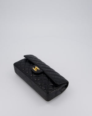 *RARE* Chanel Vintage Black East West Flap Bag In Lambskin Leather with Gold Hardware