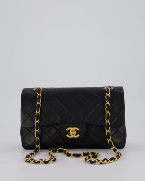 Chanel Vintage Black Small Classic Double Flap Bag in Lambskin Leather with 24K Gold Hardware