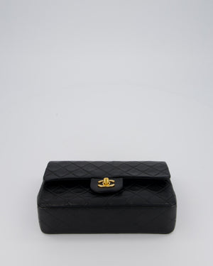 Chanel Vintage Black Small Classic Double Flap Bag in Lambskin Leather with 24K Gold Hardware