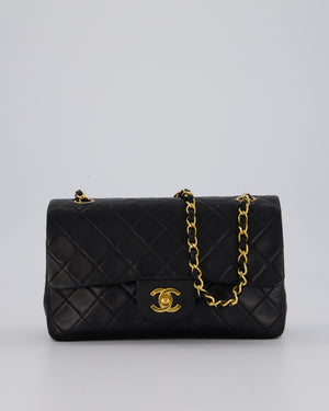 Chanel Vintage Black Small Classic Double Flap Bag in Lambskin Leather with 24K Gold Hardware