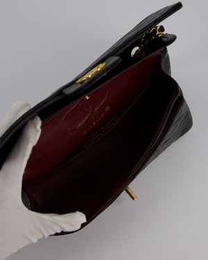 Chanel Vintage Black Small Classic Double Flap Bag in Lambskin Leather with 24K Gold Hardware