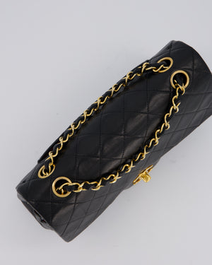 Chanel Vintage Black Small Classic Double Flap Bag in Lambskin Leather with 24K Gold Hardware
