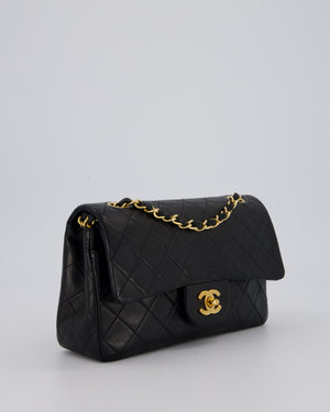 Chanel Vintage Black Small Classic Double Flap Bag in Lambskin Leather with 24K Gold Hardware
