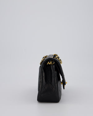 Chanel Vintage Black Small Classic Double Flap Bag in Lambskin Leather with 24K Gold Hardware