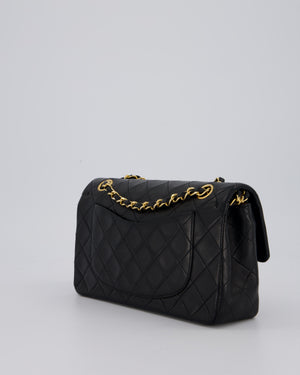 Chanel Vintage Black Small Classic Double Flap Bag in Lambskin Leather with 24K Gold Hardware