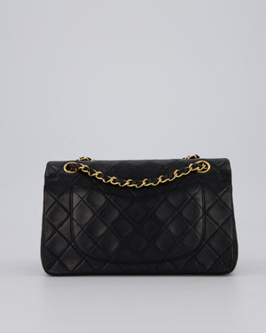 Chanel Vintage Black Small Classic Double Flap Bag in Lambskin Leather with 24K Gold Hardware