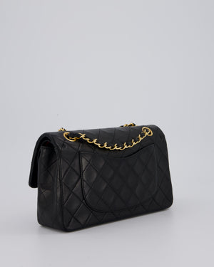 Chanel Vintage Black Small Classic Double Flap Bag in Lambskin Leather with 24K Gold Hardware