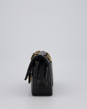 Chanel Vintage Black Small Classic Double Flap Bag in Lambskin Leather with 24K Gold Hardware