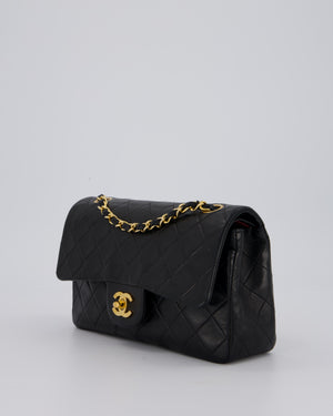 Chanel Vintage Black Small Classic Double Flap Bag in Lambskin Leather with 24K Gold Hardware
