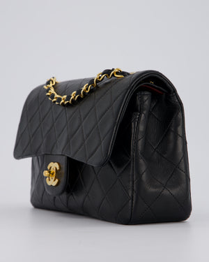 Chanel Vintage Black Small Classic Double Flap Bag in Lambskin Leather with 24K Gold Hardware