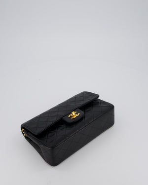Chanel Vintage Black Small Classic Double Flap Bag in Lambskin Leather with 24K Gold Hardware