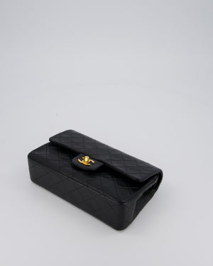 Chanel Vintage Black Small Classic Double Flap Bag in Lambskin Leather with 24K Gold Hardware