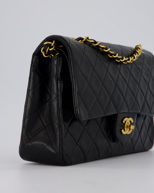 *AMAZING CONDITION* Chanel Vintage Medium Black Classic Double Flap Bag in Lambskin Leather with Gold Hardware