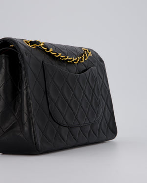 *AMAZING CONDITION* Chanel Vintage Medium Black Classic Double Flap Bag in Lambskin Leather with Gold Hardware