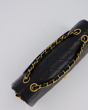 *AMAZING CONDITION* Chanel Vintage Medium Black Classic Double Flap Bag in Lambskin Leather with Gold Hardware
