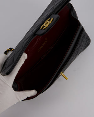 *AMAZING CONDITION* Chanel Vintage Medium Black Classic Double Flap Bag in Lambskin Leather with Gold Hardware