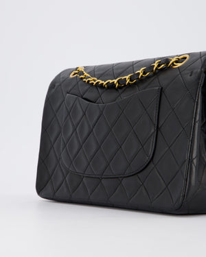 *AMAZING CONDITION* Chanel Vintage Medium Black Classic Double Flap Bag in Lambskin Leather with Gold Hardware