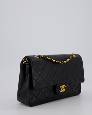 *AMAZING CONDITION* Chanel Vintage Medium Black Classic Double Flap Bag in Lambskin Leather with Gold Hardware