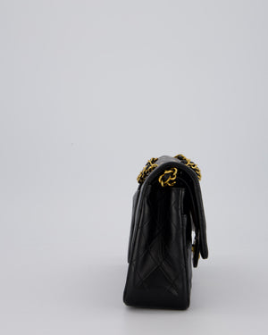 *AMAZING CONDITION* Chanel Vintage Medium Black Classic Double Flap Bag in Lambskin Leather with Gold Hardware