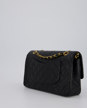 *AMAZING CONDITION* Chanel Vintage Medium Black Classic Double Flap Bag in Lambskin Leather with Gold Hardware