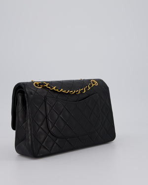 *AMAZING CONDITION* Chanel Vintage Medium Black Classic Double Flap Bag in Lambskin Leather with Gold Hardware