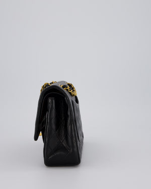 *AMAZING CONDITION* Chanel Vintage Medium Black Classic Double Flap Bag in Lambskin Leather with Gold Hardware