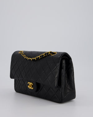 *AMAZING CONDITION* Chanel Vintage Medium Black Classic Double Flap Bag in Lambskin Leather with Gold Hardware
