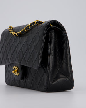 *AMAZING CONDITION* Chanel Vintage Medium Black Classic Double Flap Bag in Lambskin Leather with Gold Hardware