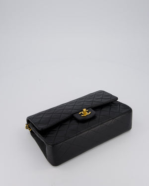 *AMAZING CONDITION* Chanel Vintage Medium Black Classic Double Flap Bag in Lambskin Leather with Gold Hardware