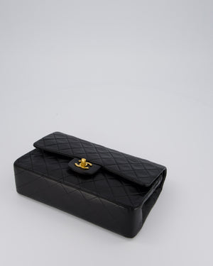 *AMAZING CONDITION* Chanel Vintage Medium Black Classic Double Flap Bag in Lambskin Leather with Gold Hardware