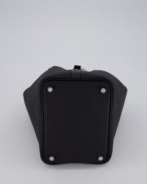 Hermès Picotin Lock 18 Bag in Caban and Blue Tie Clemence Leather with Palladium Hardware