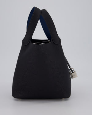 Hermès Picotin Lock 18 Bag in Caban and Blue Tie Clemence Leather with Palladium Hardware
