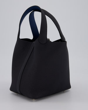 Hermès Picotin Lock 18 Bag in Caban and Blue Tie Clemence Leather with Palladium Hardware