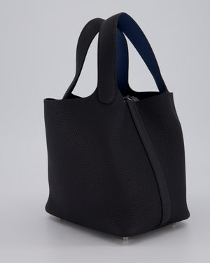 Hermès Picotin Lock 18 Bag in Caban and Blue Tie Clemence Leather with Palladium Hardware
