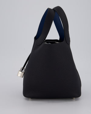 Hermès Picotin Lock 18 Bag in Caban and Blue Tie Clemence Leather with Palladium Hardware