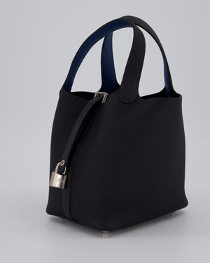 Hermès Picotin Lock 18 Bag in Caban and Blue Tie Clemence Leather with Palladium Hardware
