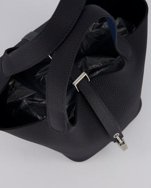 Hermès Picotin Lock 18 Bag in Caban and Blue Tie Clemence Leather with Palladium Hardware