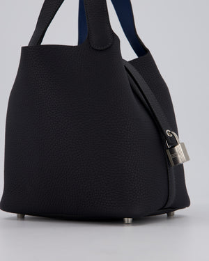 Hermès Picotin Lock 18 Bag in Caban and Blue Tie Clemence Leather with Palladium Hardware