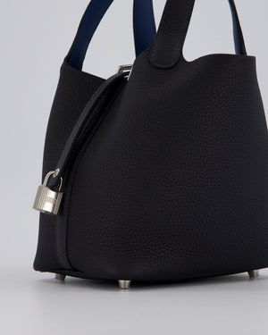 Hermès Picotin Lock 18 Bag in Caban and Blue Tie Clemence Leather with Palladium Hardware