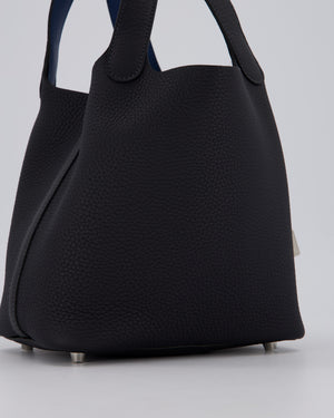 Hermès Picotin Lock 18 Bag in Caban and Blue Tie Clemence Leather with Palladium Hardware