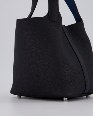 Hermès Picotin Lock 18 Bag in Caban and Blue Tie Clemence Leather with Palladium Hardware