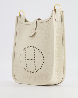 Hermès Mini Evelyne Amazone Bag in Craie Clemence Leather with Gold Hardware
