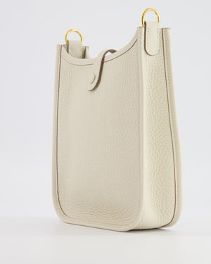 Hermès Mini Evelyne Amazone Bag in Craie Clemence Leather with Gold Hardware