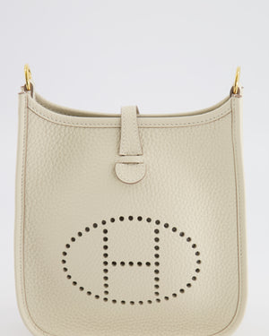 Hermès Mini Evelyne Amazone Bag in Craie Clemence Leather with Gold Hardware
