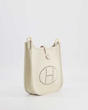 Hermès Mini Evelyne Amazone Bag in Craie Clemence Leather with Gold Hardware