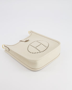 Hermès Mini Evelyne Amazone Bag in Craie Clemence Leather with Gold Hardware