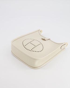 Hermès Mini Evelyne Amazone Bag in Craie Clemence Leather with Gold Hardware