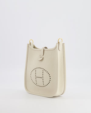 Hermès Mini Evelyne Amazone Bag in Craie Clemence Leather with Gold Hardware